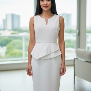bebe White Peplum Midi Dress